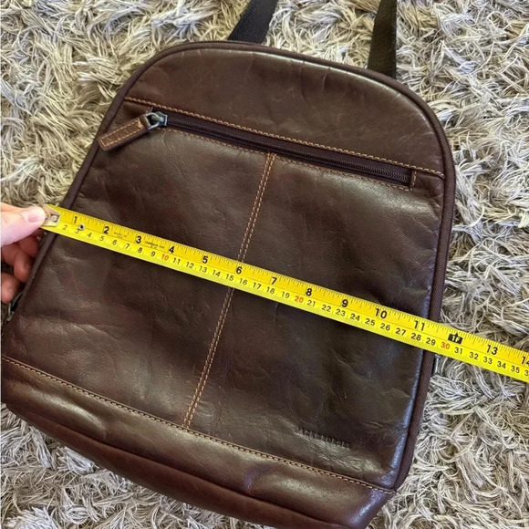 Jack Georges Brown Leather Double Zip Convertible Backpack Shoulder Bag - Picture 7 of 8